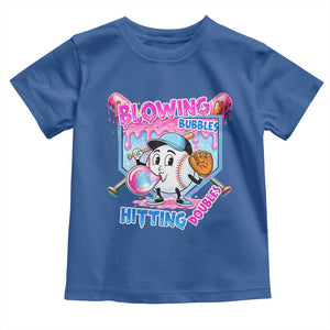 Baseball Blowing Bubbles Hitting Doubles Toddler T Shirt Sports Bubble Gum Lover TS11 Royal Blue Print Your Wear