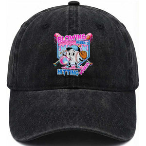 Baseball Blowing Bubbles Hitting Doubles Washed Cotton Baseball Cap Sports Bubble Gum Lover TS11 Print Your Wear