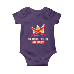 No Kings Protest Baby Onesie No Kings No Ice No Wars Anti Monarchy Statement TS11 Purple Print Your Wear