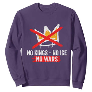 No Kings Protest Sweatshirt No Kings No Ice No Wars Anti Monarchy Statement TS11 Purple Print Your Wear