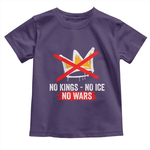 No Kings Protest Toddler T Shirt No Kings No Ice No Wars Anti Monarchy Statement TS11 Purple Print Your Wear