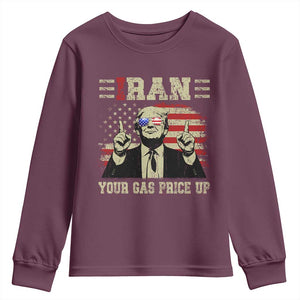 Iran Your Gas Price Up Youth Sweatshirt Funny Political Gas Station TS11 Maroon Print Your Wear