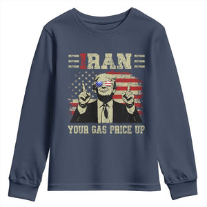Iran Your Gas Price Up Youth Sweatshirt Funny Political Gas Station TS11 Navy Print Your Wear