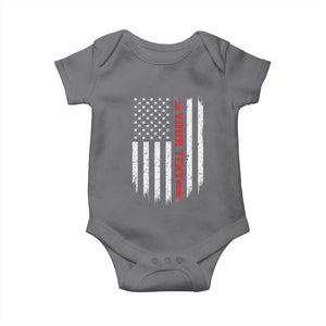 Personalized Firefighter Baby Onesie Custom Text Name Vintage American Flag Patriot Fireman Gift