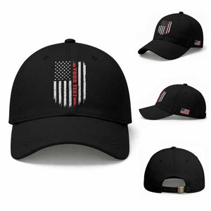 Personalized Firefighter Baseball Cap Custom Text Name Vintage American Flag Patriot Fireman Gift