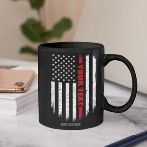 Personalized Firefighter Coffee Mug Custom Text Name Vintage American Flag Patriot Fireman Gift