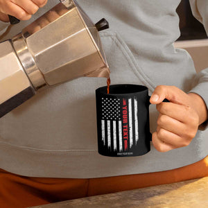 Personalized Firefighter Coffee Mug Custom Text Name Vintage American Flag Patriot Fireman Gift