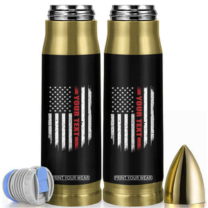 Personalized Firefighter Bullet Tumbler Custom Text Name Vintage American Flag Patriot Fireman Gift