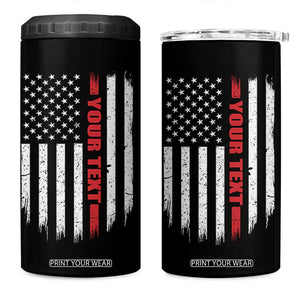 Personalized Firefighter 4 in 1 Can Cooler Tumbler Custom Text Name Vintage American Flag Patriot Fireman Gift