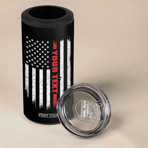 Personalized Firefighter 4 in 1 Can Cooler Tumbler Custom Text Name Vintage American Flag Patriot Fireman Gift