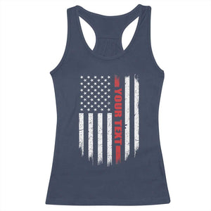 Personalized Firefighter Racerback Tank Top Custom Text Name Vintage American Flag Patriot Fireman Gift