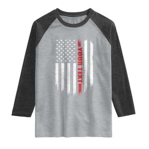 Personalized Firefighter Raglan Shirt Custom Text Name Vintage American Flag Patriot Fireman Gift