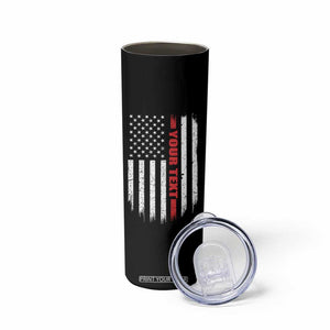 Personalized Firefighter Skinny Tumbler Custom Text Name Vintage American Flag Patriot Fireman Gift