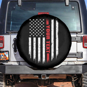 Personalized Firefighter Spare Tire Cover Custom Text Name Vintage American Flag Patriot Fireman Gift