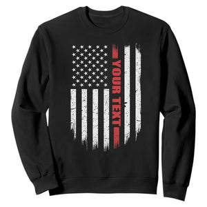 Personalized Firefighter Sweatshirt Custom Text Name Vintage American Flag Patriot Fireman Gift