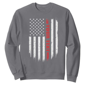Personalized Firefighter Sweatshirt Custom Text Name Vintage American Flag Patriot Fireman Gift