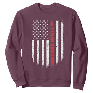 Personalized Firefighter Sweatshirt Custom Text Name Vintage American Flag Patriot Fireman Gift