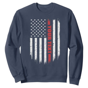Personalized Firefighter Sweatshirt Custom Text Name Vintage American Flag Patriot Fireman Gift