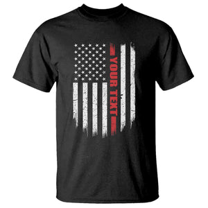 Personalized Firefighter T Shirt Custom Text Name Vintage American Flag Patriot Fireman Gift