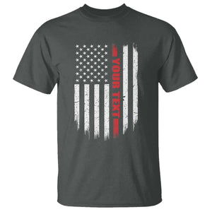 Personalized Firefighter T Shirt Custom Text Name Vintage American Flag Patriot Fireman Gift