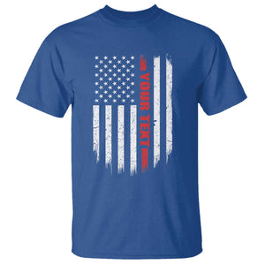 Personalized Firefighter T Shirt Custom Text Name Vintage American Flag Patriot Fireman Gift