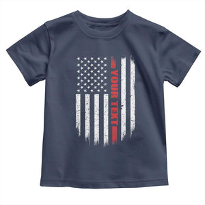 Personalized Firefighter Toddler T Shirt Custom Text Name Vintage American Flag Patriot Fireman Gift