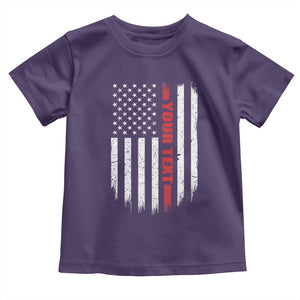 Personalized Firefighter Toddler T Shirt Custom Text Name Vintage American Flag Patriot Fireman Gift