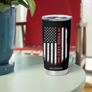 Personalized Firefighter Tumbler Cup Custom Text Name Vintage American Flag Patriot Fireman Gift