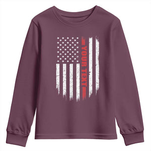 Personalized Firefighter Youth Sweatshirt Custom Text Name Vintage American Flag Patriot Fireman Gift