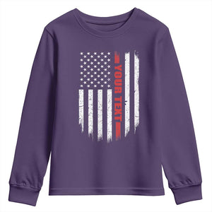 Personalized Firefighter Youth Sweatshirt Custom Text Name Vintage American Flag Patriot Fireman Gift