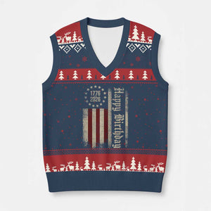 250th Birthday US July 4th 1776 2026 American Flag V-Neck Knit Sweater Vest TS11 Navy Red Print Your Wear
