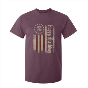 250th Birthday US July 4th 1776 2026 American Flag T Shirt For Kid TS11 Maroon Print Your Wear