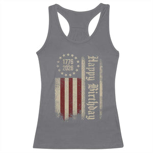 250th Birthday US July 4th 1776 2026 American Flag Racerback Tank Top TS11 Charcoal Print Your Wear