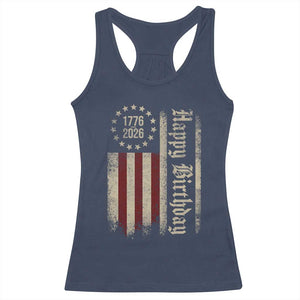 250th Birthday US July 4th 1776 2026 American Flag Racerback Tank Top TS11 Navy Print Your Wear