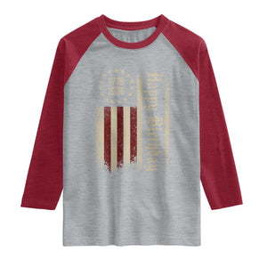 250th Birthday US July 4th 1776 2026 American Flag Raglan Shirt TS11 Heather Gray Heather Red Print Your Wear