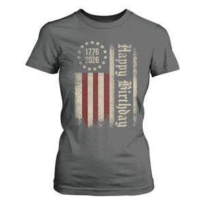 250th Birthday US July 4th 1776 2026 American Flag T Shirt For Women TS11 Dark Heather Print Your Wear