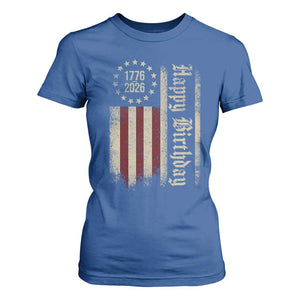 250th Birthday US July 4th 1776 2026 American Flag T Shirt For Women TS11 Royal Blue Print Your Wear