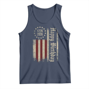250th Birthday US July 4th 1776 2026 American Flag Tank Top TS11 Navy Print Your Wear