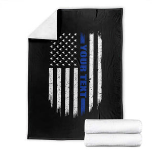 Personalized Police Throw Blanket Custom Text Name Vintage American Flag Law Enforcement Gift
