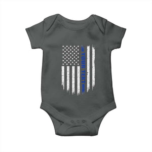 Personalized Police Baby Onesie Custom Text Name Vintage American Flag Law Enforcement Gift