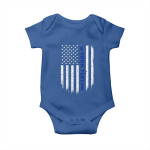 Personalized Police Baby Onesie Custom Text Name Vintage American Flag Law Enforcement Gift