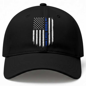 Personalized Police Baseball Cap Custom Text Name Vintage American Flag Law Enforcement Gift