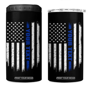 Personalized Police 4 in 1 Can Cooler Tumbler Custom Text Name Vintage American Flag Law Enforcement Gift