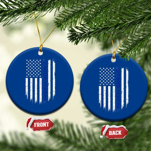 Personalized Police Ceramic Ornament Custom Text Name Vintage American Flag Law Enforcement Gift