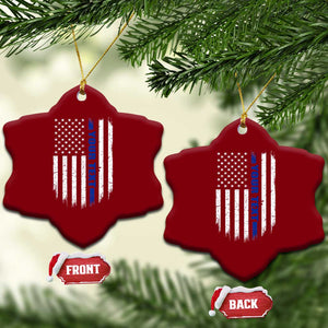 Personalized Police Ceramic Ornament Custom Text Name Vintage American Flag Law Enforcement Gift