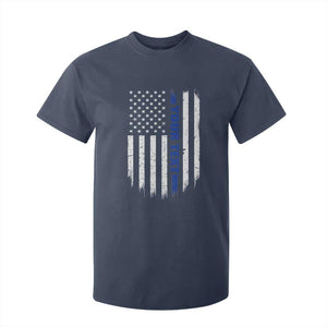 Personalized Police T Shirt For Kid Custom Text Name Vintage American Flag Law Enforcement Gift