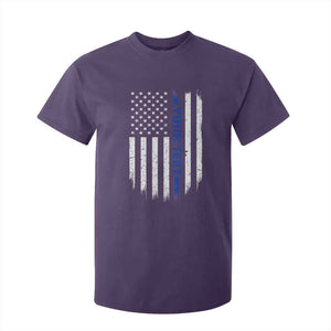 Personalized Police T Shirt For Kid Custom Text Name Vintage American Flag Law Enforcement Gift