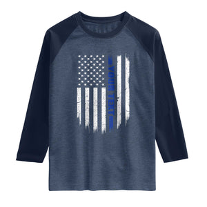 Personalized Police Raglan Shirt Custom Text Name Vintage American Flag Law Enforcement Gift