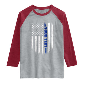 Personalized Police Raglan Shirt Custom Text Name Vintage American Flag Law Enforcement Gift