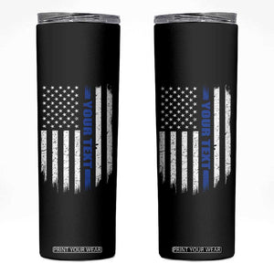 Personalized Police Skinny Tumbler Custom Text Name Vintage American Flag Law Enforcement Gift